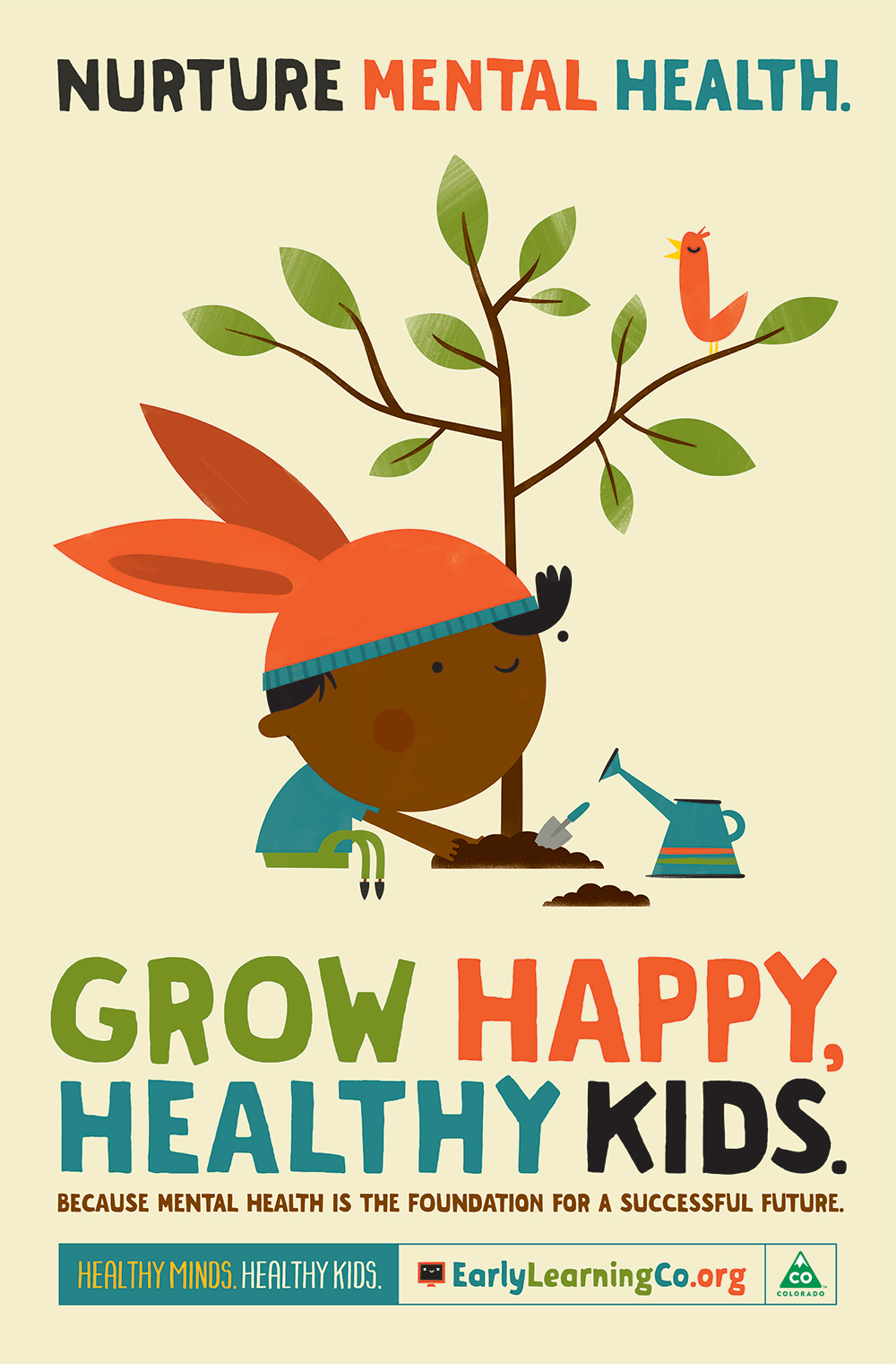 Early Childhood Mental Health Poster with Plant in English
